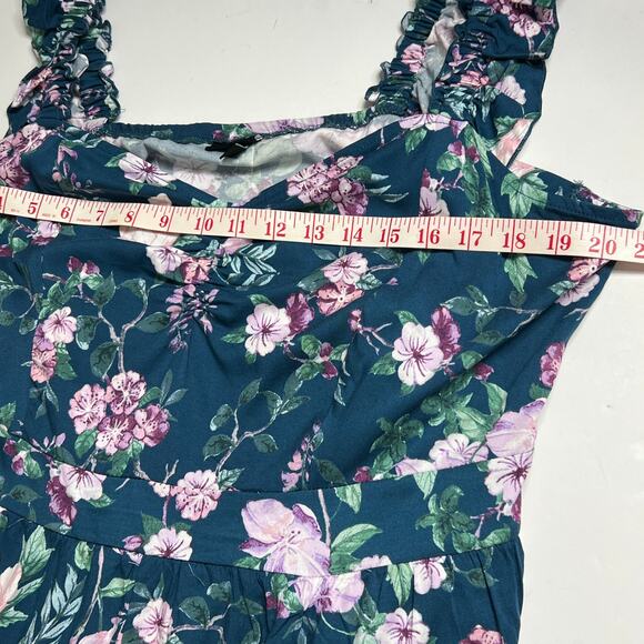 Torrid Melinda Floral Shorts Romper Blue Plus Size 2X - Picture 6 of 10
